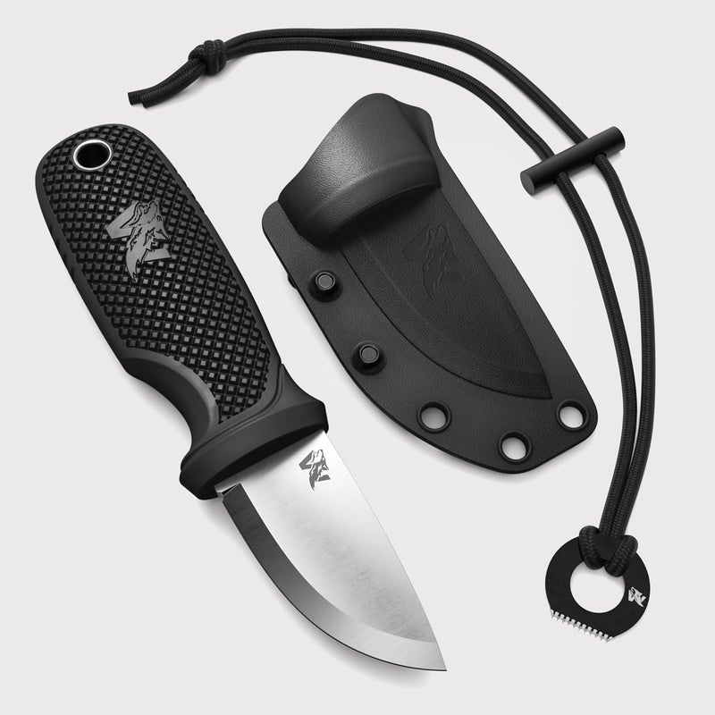 ODENWOLF W-MINI 2 - EDC Neck Knife with Sheath and Necklace - Small EDC Fixed Blade Knife Necklace and Belt Clip - Pocket Fixed Blade Knives - Full Tang Neck Knife with Sheath Tactical + Fire Starter - Image 1